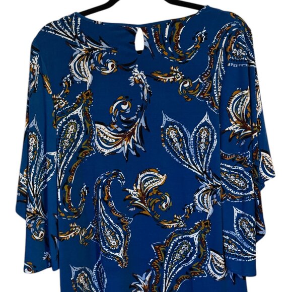 CHICO'S PRETTY PRINT TOP w/FLUTED SLEEVES  MEDIUM    #C - Picture 2 of 8